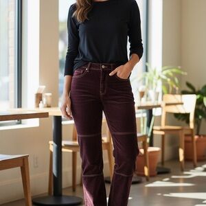 Forever 21 Flocked High Rise Flair —Velvet  Brown/Purple hue Jean